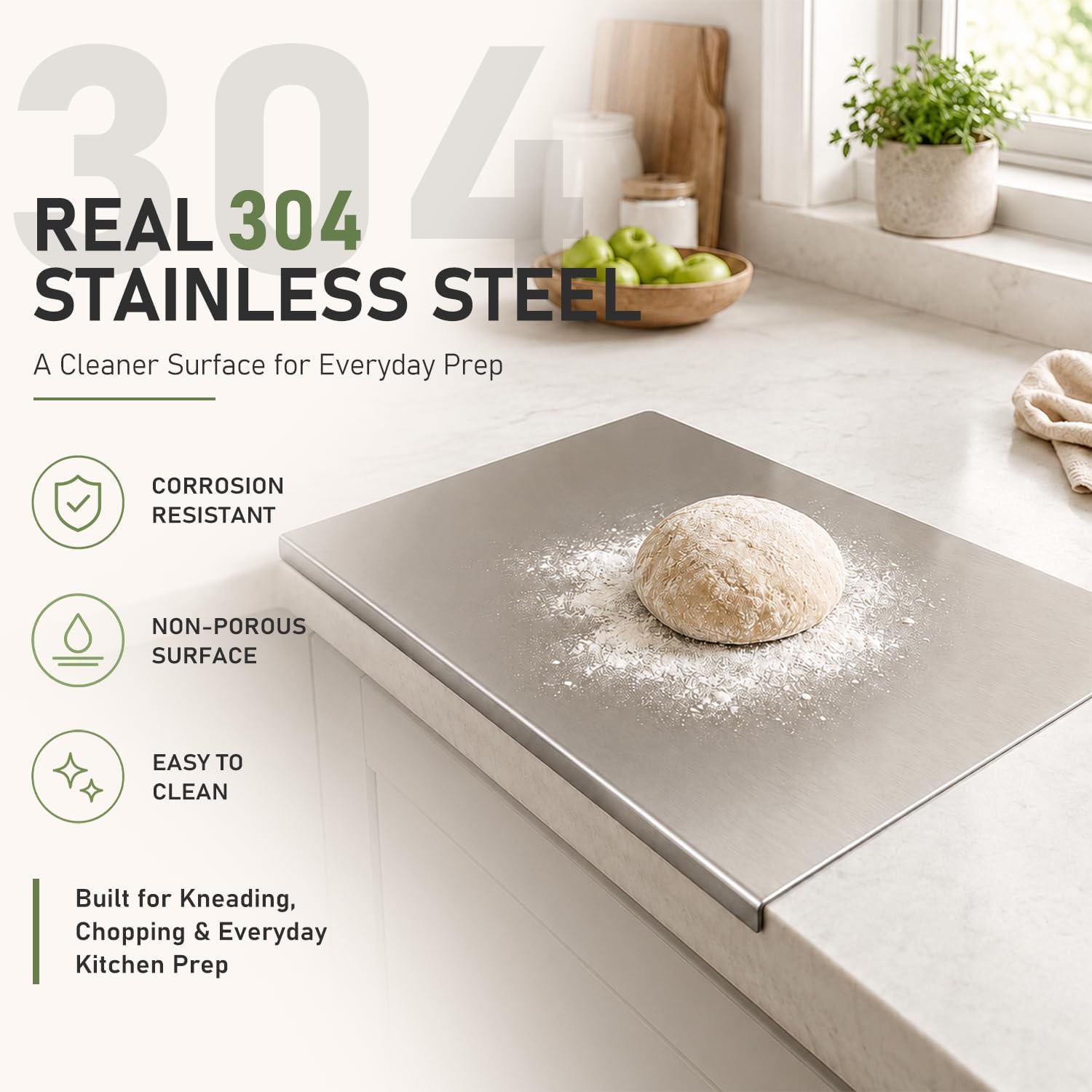 304 Stainless Steel Cutting Board with Lip (15 x 11)
