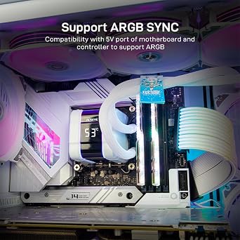 ALSEYE M240 Plus CPU Liquid Cooler, Temperature Displayed ARGB AIO CPU Water Cooler with 240mm Radiator & Dual 120mm ARGB PWM Fans, Support Intel AMD, LGA1700 Compatible (White)