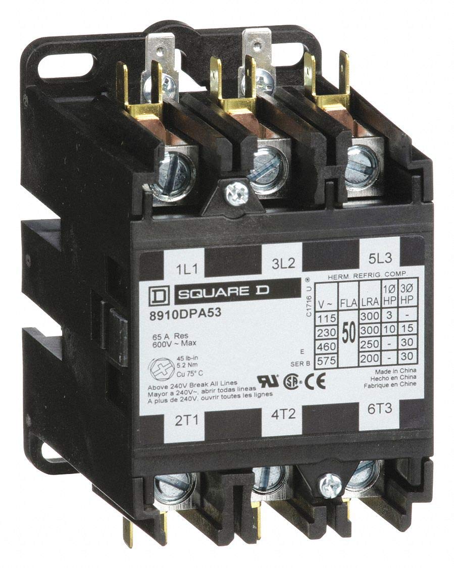 Square D 24VAC Definite Purpose Contactor; No. of Poles 3, 50 Full Load Amps-Inductive