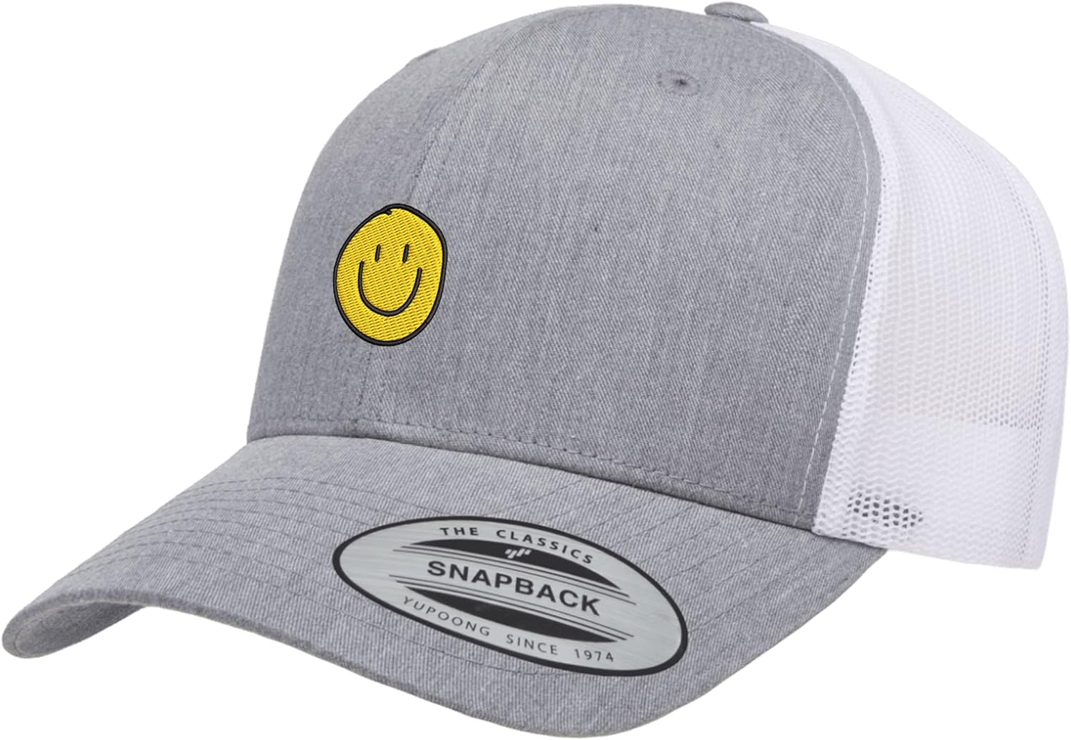 Embroidered Smiley Doodle and Smiley Face Trucker Hat – Mesh Back Snapback Baseball Cap for Men & Women Casual