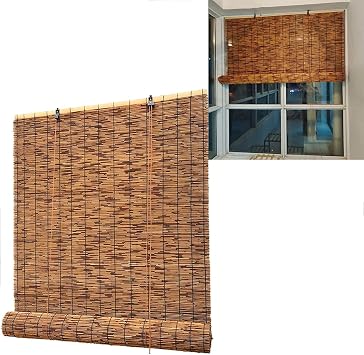 Bamboo Blinds for Window Outdoor Shades 64" H 72" H 48" H 24" 28" 36" 48" 60" 72" Wide Patio Light Filtering Bamboo Shades Cordless Size 34in Wide x 48in High