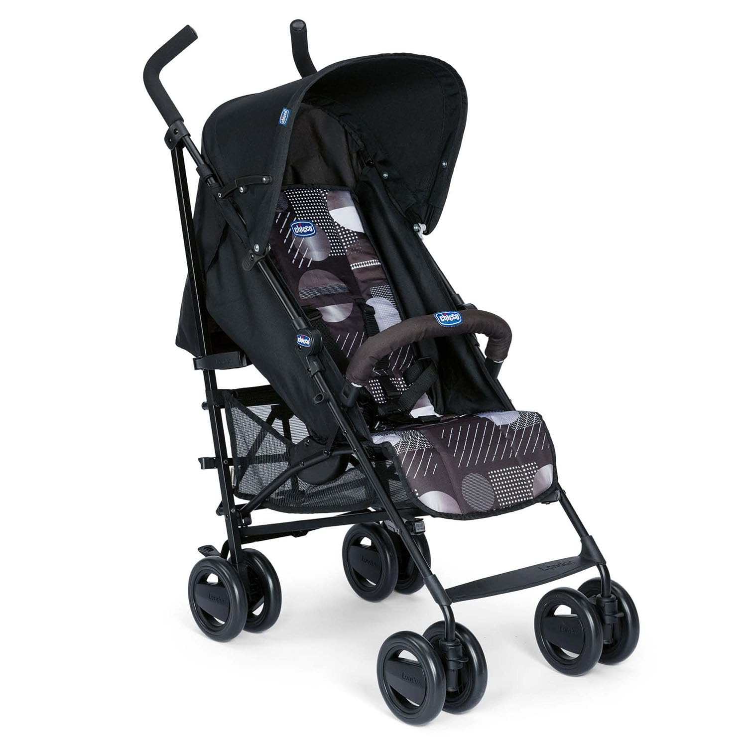 Chicco London Up Passeggino Leggero Pieghevole da 0 Mesi a 15 kg, Passeggino Reclinabile e Compatto con Manicotto Paracolpi, Posizione Nanna, Chiusura a Ombrello - Nero