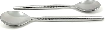 Vibhsa Stainless Steel Soup spoons Set of 6 Pieces Hammered, Silver Glossy