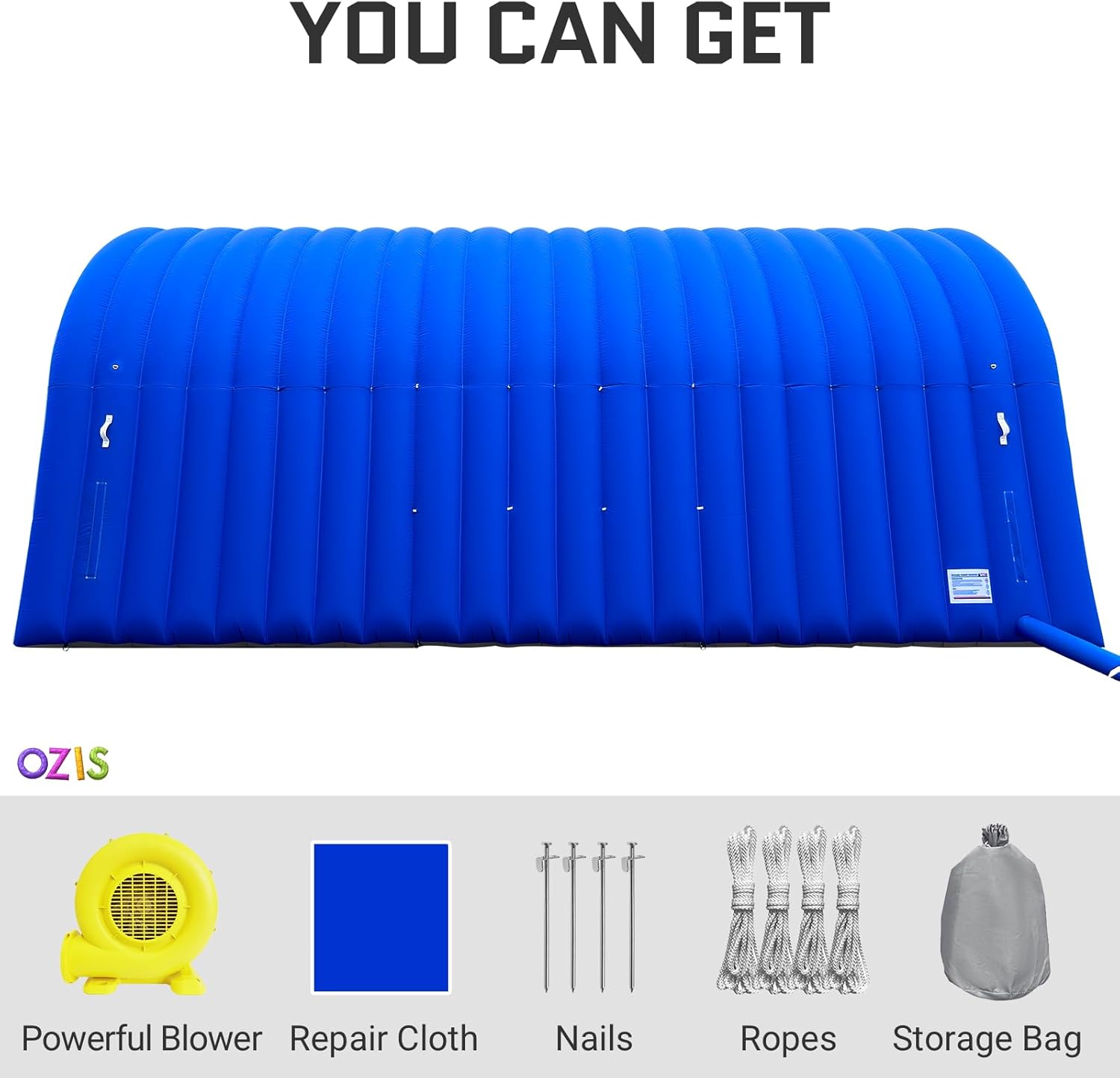 OZIS 24FT Inflatable Tunnel Sports Entrance with Installed Blower Inflatable Tunnel Tent for Business Advertising Event Exhibition Promotion,Street,Shop,Supermarket,School(Blue, 24x10x10Ft)