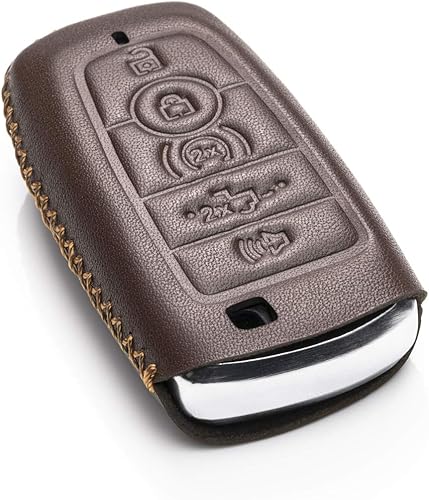 Miniatura 3 de Vitodeco - Funda de piel genuina para llave inteligente de coche sin llave de entrada remota y llavero para Ford Fusion 2019, Explorer, Escape,