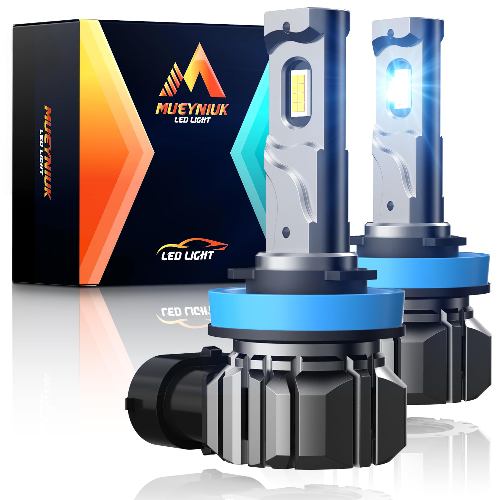 MUEYNIUK h11 led ヘッドライト 爆光 車検対応 ledバルブ h11 led フォグランプ h8 h11 h16 ライト 25W*2 5倍明るさ hi/lo切替 6500K ホワイト 高光効LEDチップ ヘッドライトバルブ ledライト DC12V-16V 四重放熱 静音ファン 長寿命 ノイズ抵抗 ２個セット