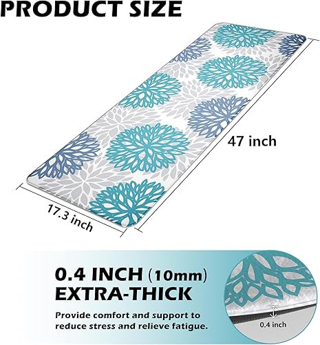 Miniatura 116 de Juego de 2 tapetes de cocina acolchados antifatiga, impermeables, antideslizantes, tapete de espuma viscoelástica, tapete cómodo para fregadero