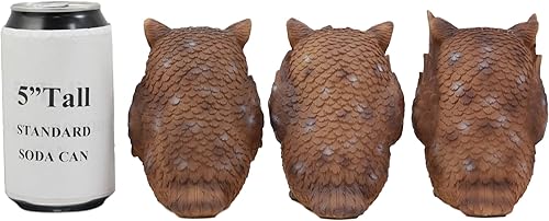 Miniatura 7 de Ebros Whimsical See Hear Speak No Evil Wise Owls con grandes ojos adorables figuritas de decoración Set Sabiduría del Bosque sabio gran búho cornudo