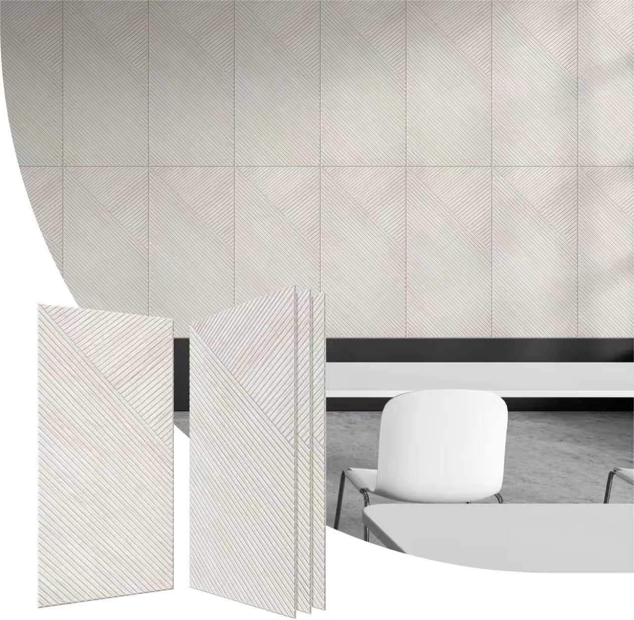 Olanglab Peel and Stick Wall Panels 4 Pack, 47.2 x 23.6 per Wall Panels, Acoustic Wall Panels, Sound Absorbing Wall Art for Home Studio and Office, Light Ash Wood Pattern, Minimal Lines