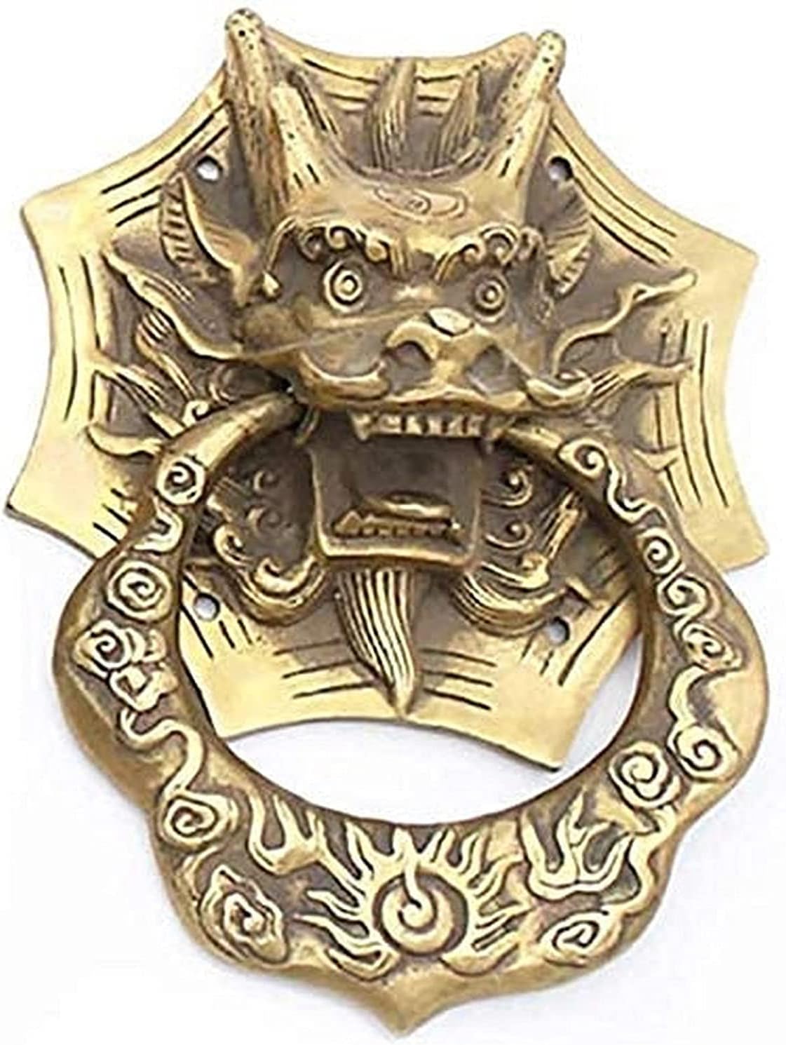Door Knocker for Front Door Decor Chinese Classical Door Handle Antique Dragon Door Knockers Front Door Handle Knobs Gate Knocker Hardware Pull Great Gift for Any Occasion Closet Door Handle(Small)