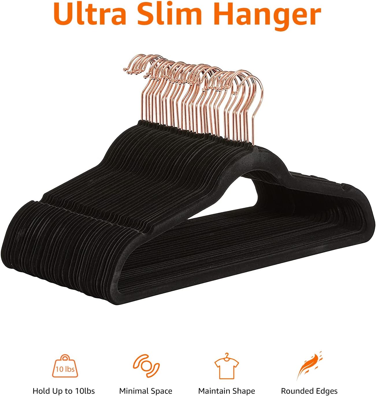 Suреr Chеар 🛒 Amazon Basics Slim, Velvet, Non-Slip Suit Clothes Hangers, Black/Rose Gold - Pack of 100
