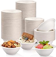 Vista 8 de LeonBach Paquete de 200 Tazones de Papel de Caña de Azúcar Natural de 2 oz, Tazones de Papel Compostables para Condimentos Aperitivos Muestras