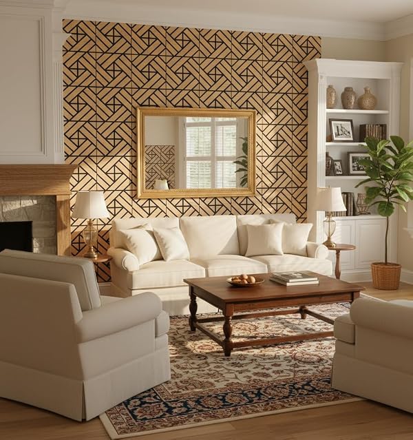 WoveN SounD Artisan Acoustic Wall Panels, 16 Pack 12x12 Inch, PVC Wood Grain Carved Sound Proof Wall Decor, Self-Adhesive for Home, Studio, Office & Focus Zones, Grid Weave, Natural Oak by WoveN SounD - Image 9