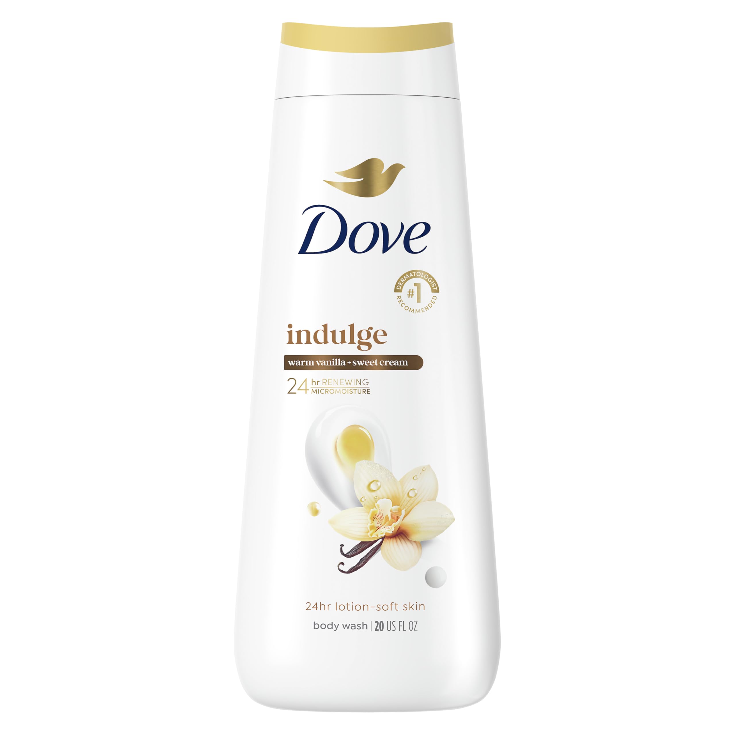 Dove Indulge Body Wash Warm Vanilla + Sweet Cream for Hydrated & Soft Skin 20 FO