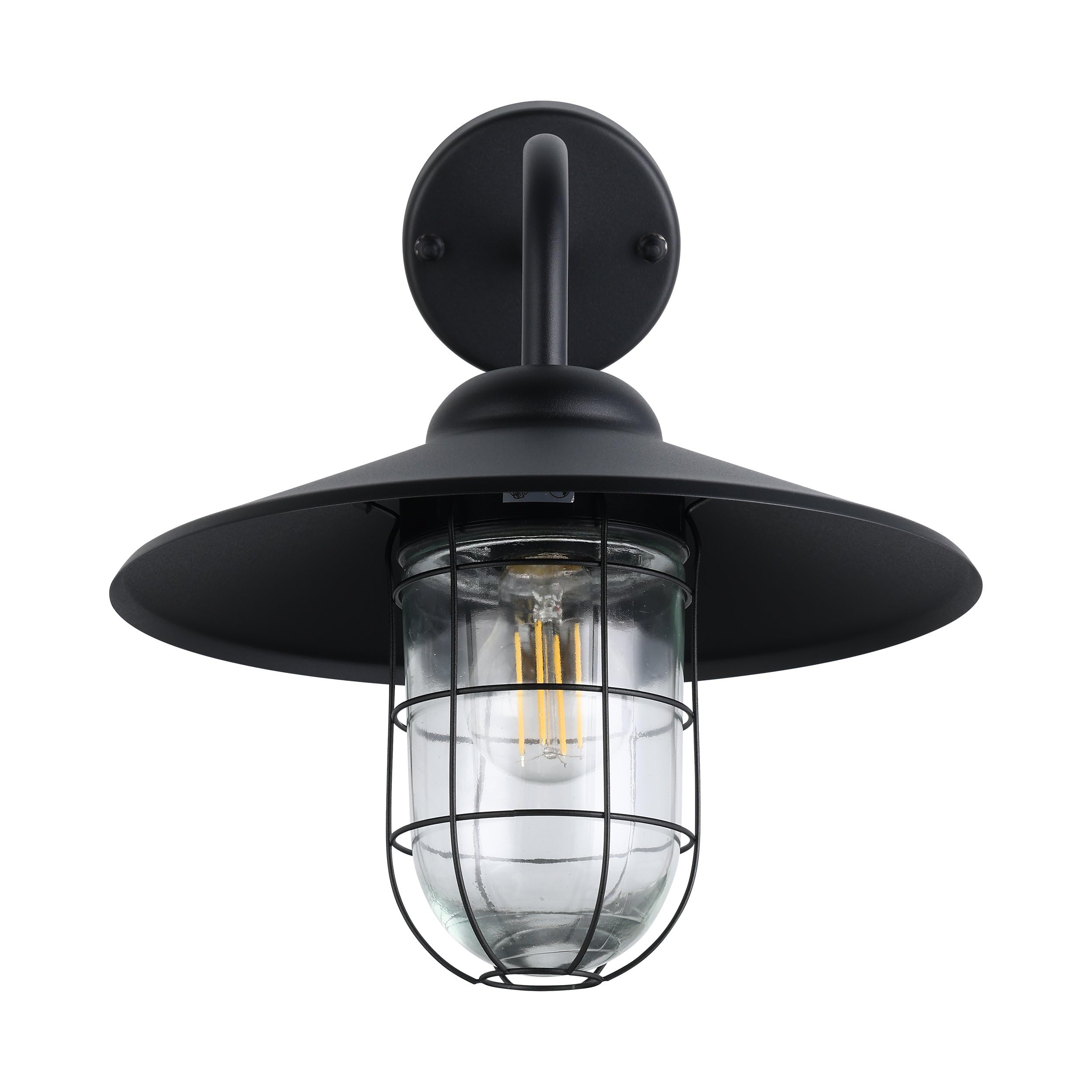 EGLO Applique murale extérieure Melgoa, éclairage d’extérieur en acier | galvanisé et verre, noir, lampe avec douille E27, IP44