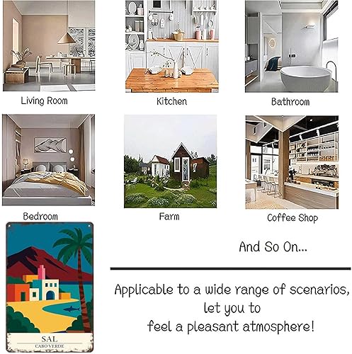 Miniatura 7 de Letreros de metal vintage de Sal Cabo Verde arte de pared divertido de viaje moderno, póster de lata para hombre, cueva, oficina, hogar, dormitorio,