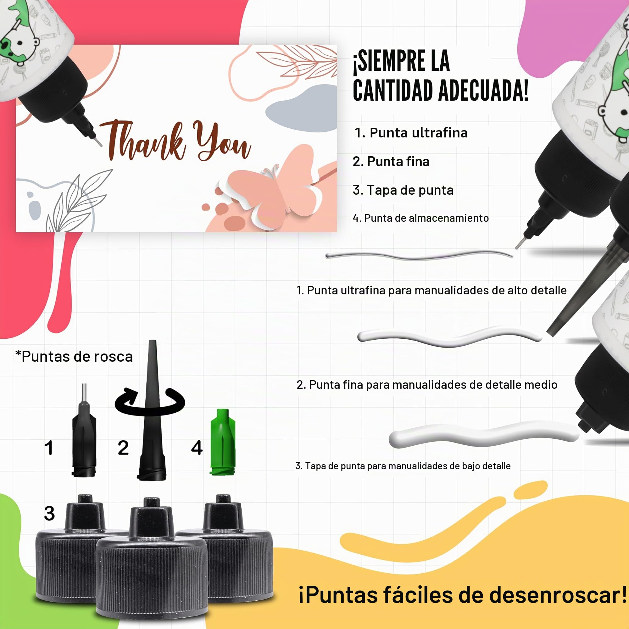 Bearly Art Precision Craft,Juego de pegamento para manualidades (4 fl oz y 11 fl oz de recambio de oso,Kit de puntas de varios tamaños,No tóxico,Adhesivo fuerte agarre,Fabricado en Estados Unidos