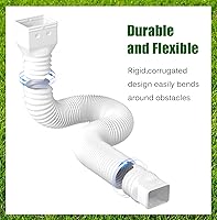 Vista 3 de Paquete de 2 extensiones flexibles de bajante de canalón, conector extensor de bajante de drenaje 21"-68", tornillos incluidos, blanco