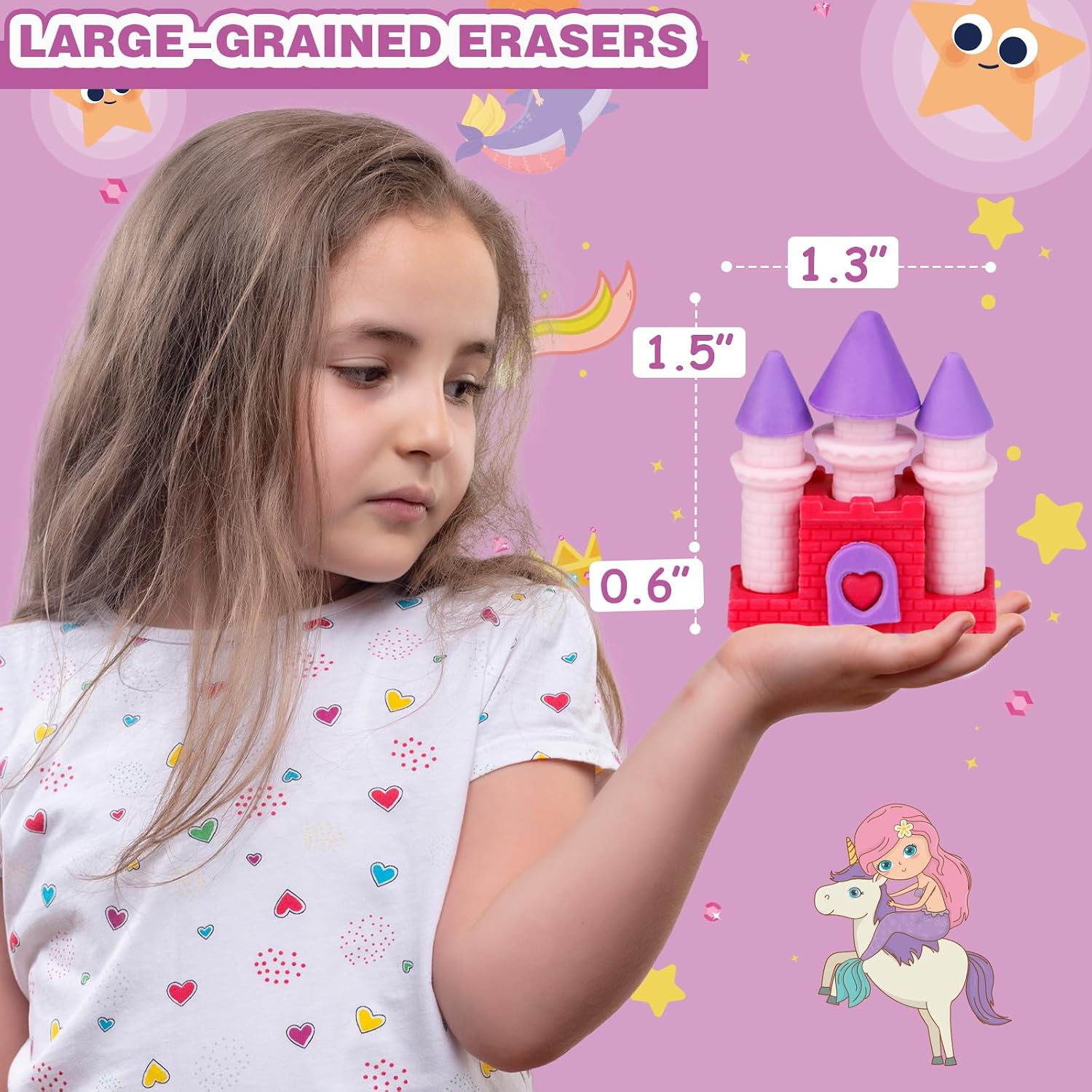 Halobios Erasers Set for Kids, Princess Castle Pencil Eraser Bulk for Kids, Take Apart Puzzle Erasers for Classroom Prizes, Game Reward, Egg Fillers, Back to School Gift for Boys and Girls Desk Pets image 2