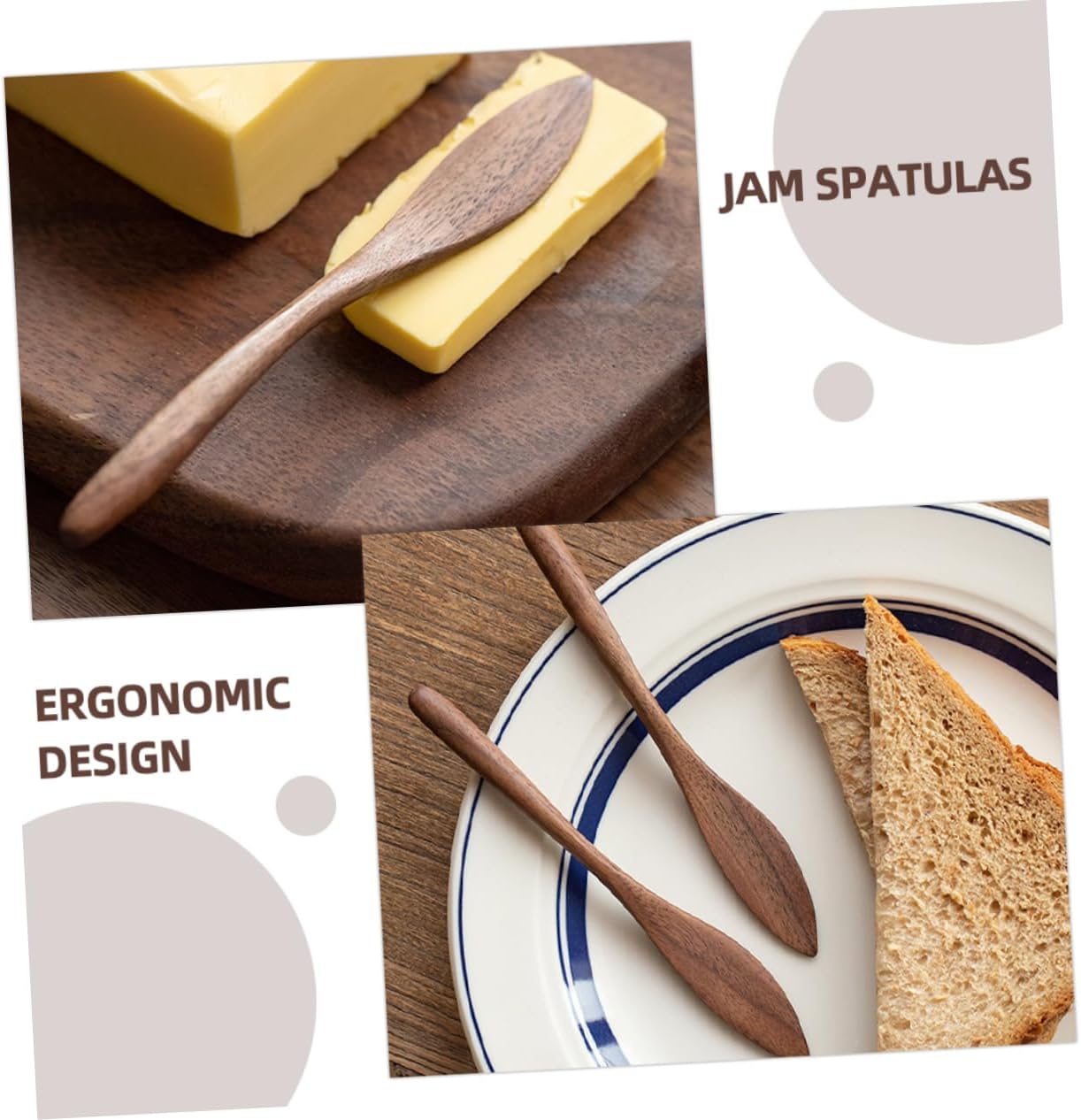 Cabilock Wooden Butter Knife Comfortable Handle Spreader Knife for Jam and Cheese Portable Butter Paddles Scraping Tools Household Cheese Spreader Easy to Use