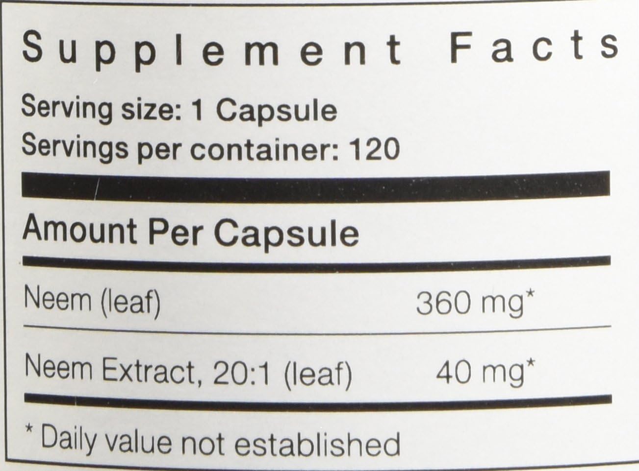 High Potency Organic Neem Leaf Capsules - 120 Count, 1,500 mg with Neem Leaf Extract : Health & Household