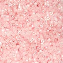 John Bead 25g Cylin Beads Pale Pink Lined 11/0 Glass Cylindrical Seed Beads for Jewelry Bracelets Necklaces Earrings Making Embroidery