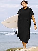 Vista 6 de SUN CUBE Poncho de surf cambiador con capucha Toalla de microfibra absorbente de secado rápido con bolsillo para surfear, hombres y mujeres