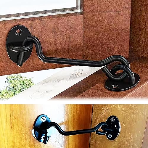 Miniatura 5 de Cerradura de puerta de granero, gancho de acero inoxidable de 4 pulgadas y pestillo de ojo de fácil bloqueo para puerta de granero al aire libre,