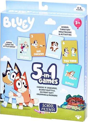Vista 27 de El juego de cartas 5 en 1 de Bluey incluye 53 cartas gigantes.