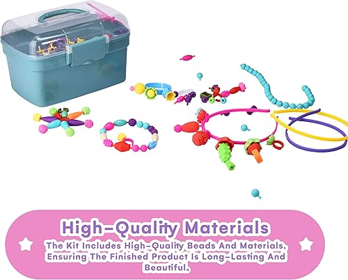 Miniatura 5 de Jewelkeeper Kit de fabricación de pulseras para niñas, artes y manualidades para niños, cuentas de broche, kit de fabricación de joyas, collar de