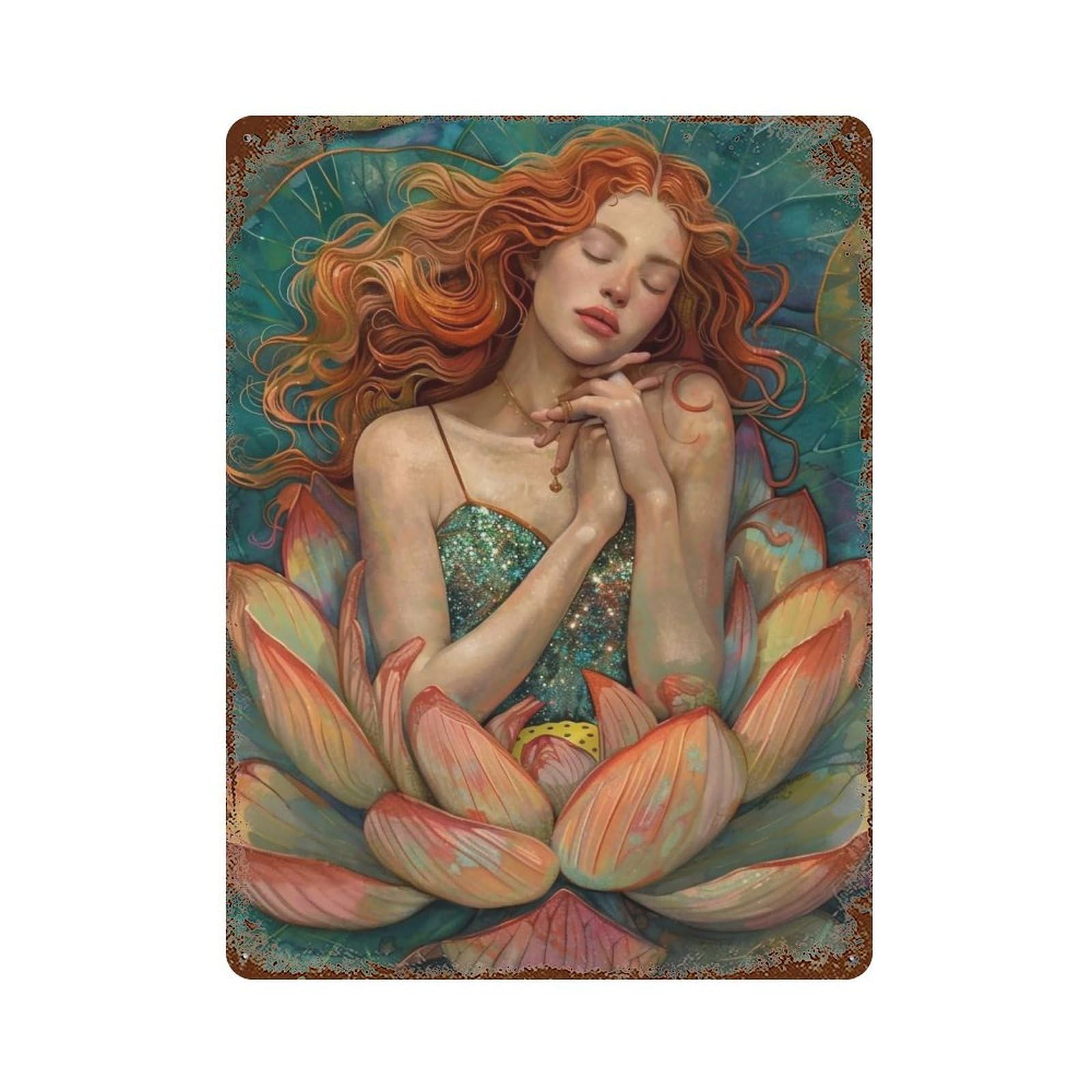 HDURYEYRYY Slumber in Lotus 04 Wall Retro Iron Vintage Art Metal Tin Sign Poster Modern Home Cofffee Club Art Bar Shop Decor 40x30cm