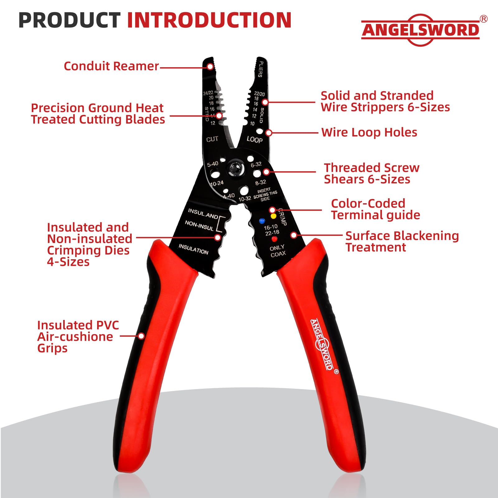 ANGELSWORD 8" Wire Stripper, Wire Cutter, Wire Crimper, Electrician Tool — Amazon image 2