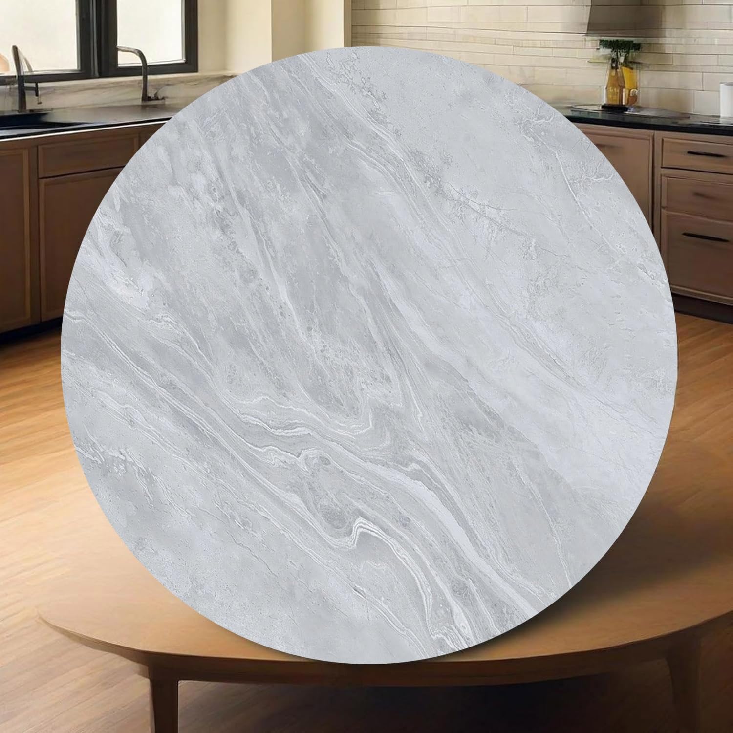 Rotondo Piatto Girevole in Ardesia, Large Lazy Susan Vassoio da Portata 60 70 80 90 100 cm, Grande Centrotavola Piatto da Portata(Glossy Gray,24"/60cm)