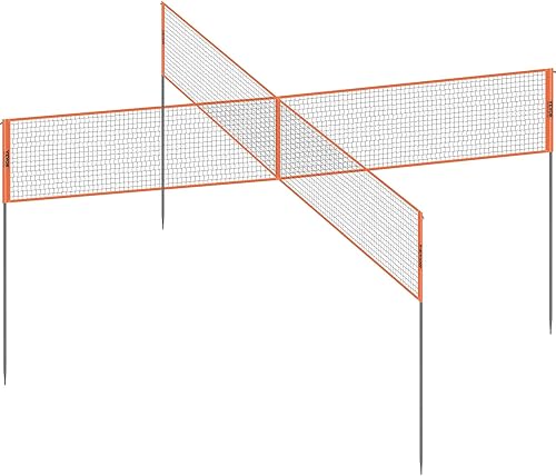 Miniatura 10 de VEVOR Red de voleibol de 4 vías, juego de red de bádminton de altura ajustable para patio trasero, playa, césped, red de voleibol portátil al aire