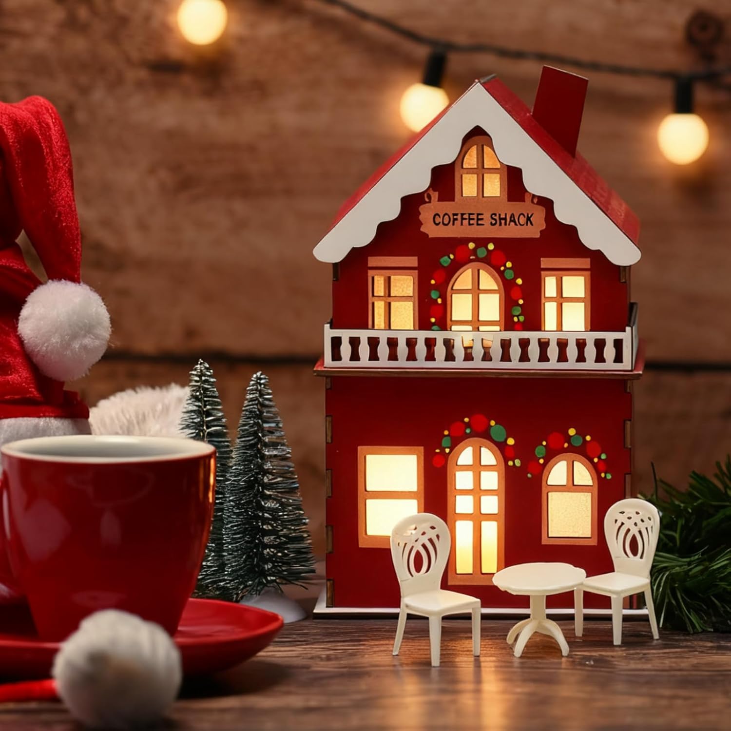 Pinkunn 9 Pcs Mini Lighted Christmas