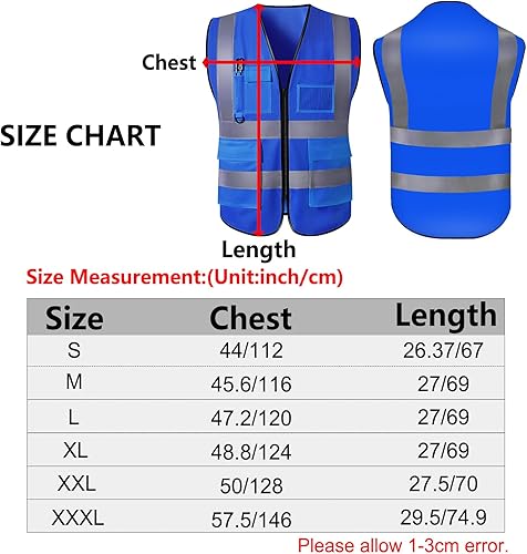 Miniatura 4 de Chaleco de seguridad personalizado de alta visibilidad, reflectante, con logotipo, bolsillo para fotos, cremallera, personalizable, clase 2, para