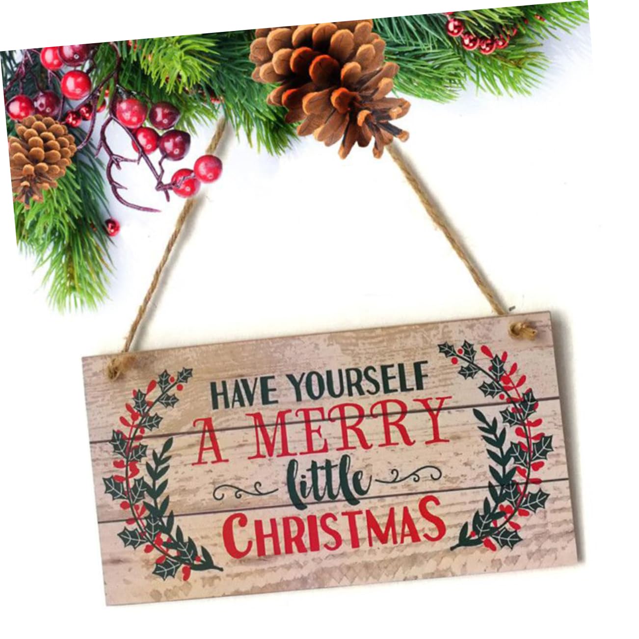 PRETYZOOM Adorno Navideño Colgante de Madera para Puerta de 20 X 10 X 0,5 Cm, Adorno Navideño para Fiestas y Ambiente Festivo Hogar