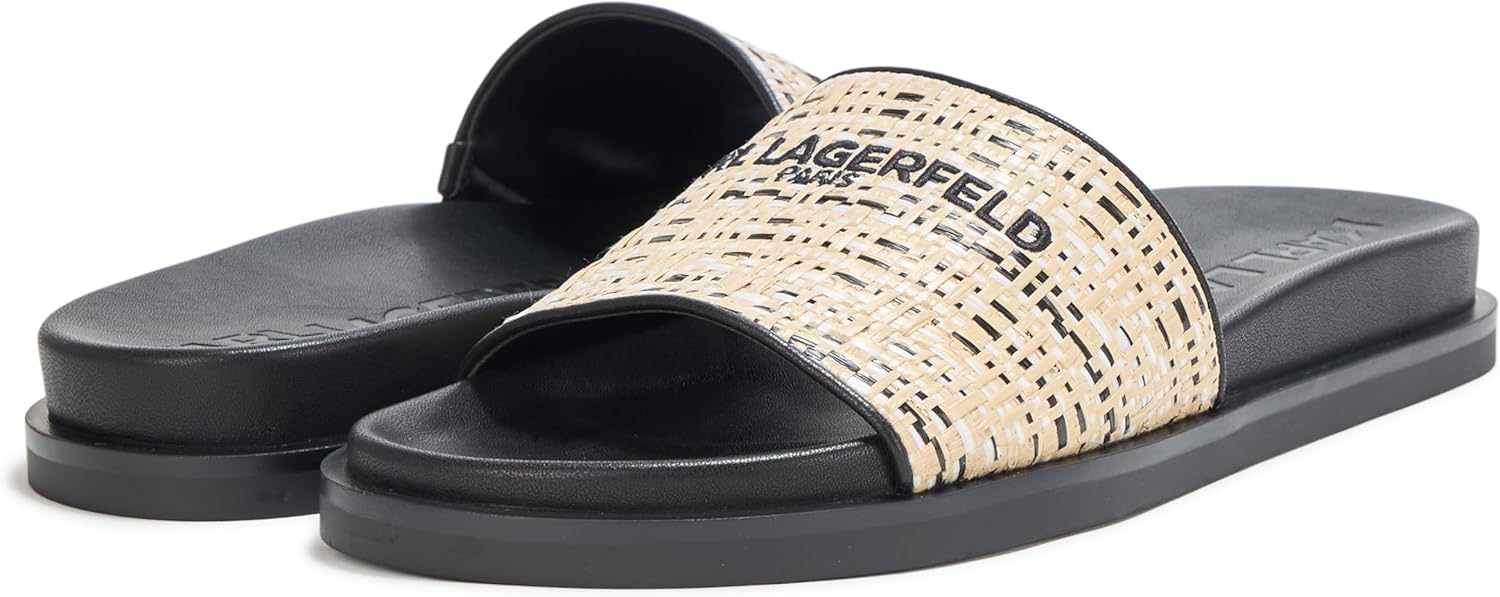 KARL LAGERFELD womens Hazlet Flat Sandal Slide With Logo - Image 3