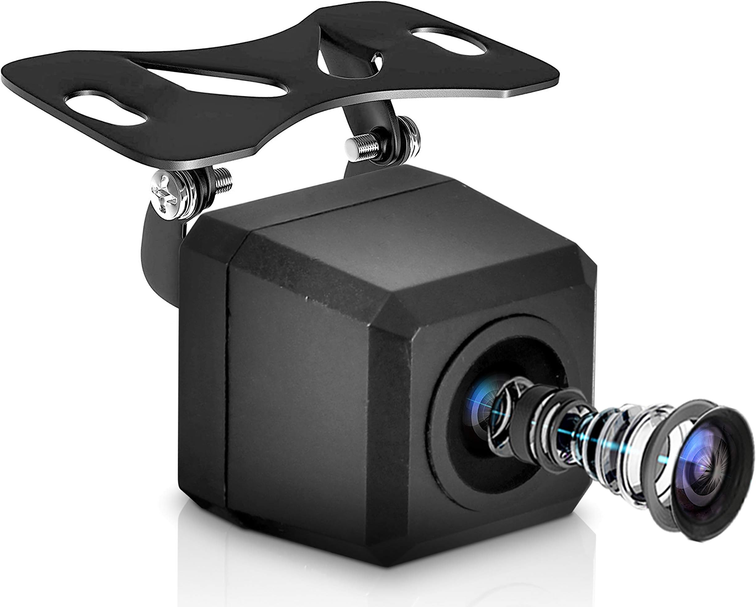 Pyle Universal Mount Front Rear Camera - Marine Grade Waterproof Built-in Distance Scale Lines Backup Parking/Reverse Assist Cam w/ Night Vision LED Lights 420 TVL Resolution & RCA Output PLCM37FRV