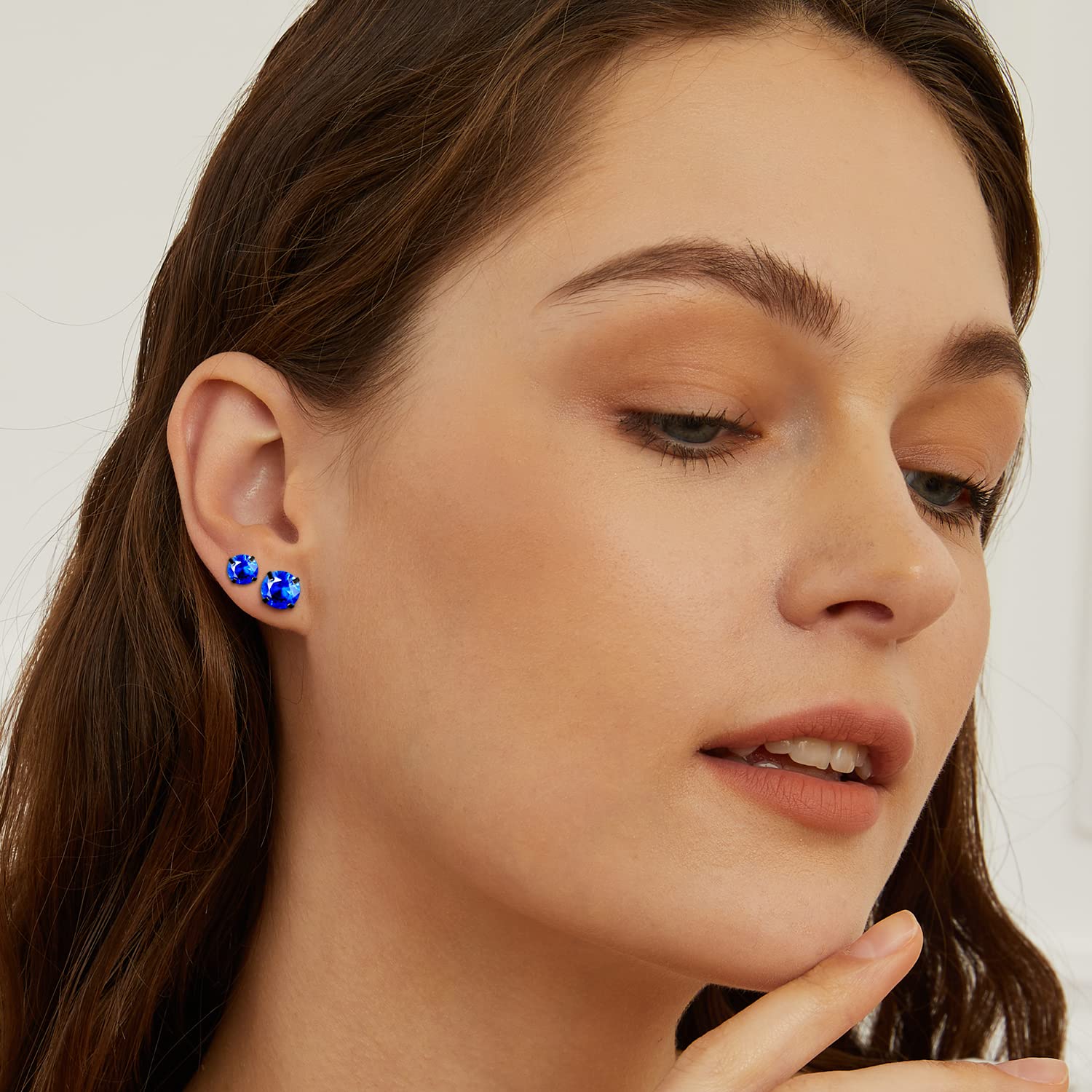 5 pares de aretes de acero inoxidable 316L con parte trasera plana, aretes de circonita cúbica de titanio para mujeres y hombres, Mediana, Titanio, Circonia cúbica 4