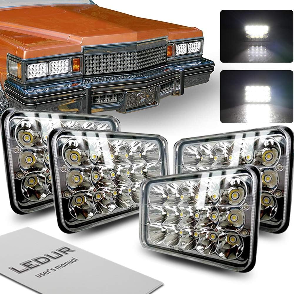 LEDUR 4X6 LED Headlights Dot Approved 4PCS Rectangular Sealed Beam Hi