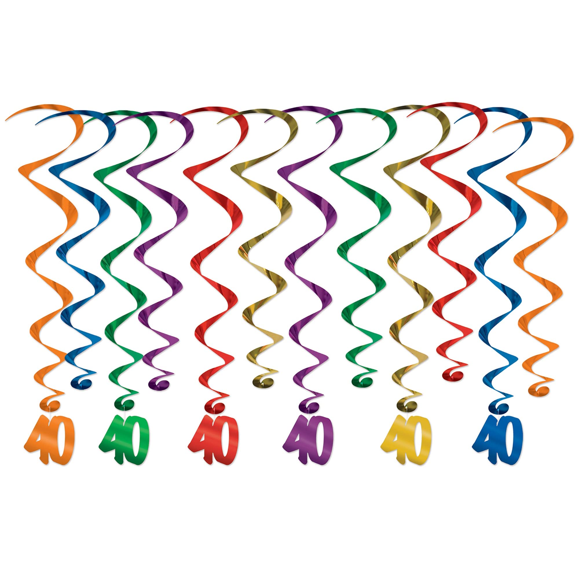 Decorazioni A Spirale Da Appendere Per 80° Compleanno - Set Di 6 Pezzi Colorati Con Ritagli, Lunghezza 38-66 Cm, Carta Laminata Lucida - 3