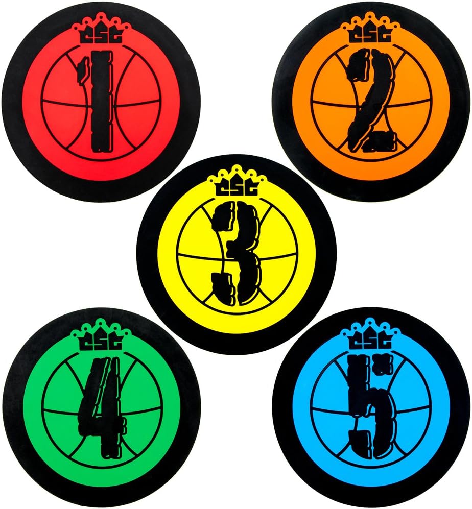 Crown Sporting Goods Hot Shot Training Markers - 7.5" Basketball Training Spots - Round Flat Number Dots for Youth & Adult Team Sports