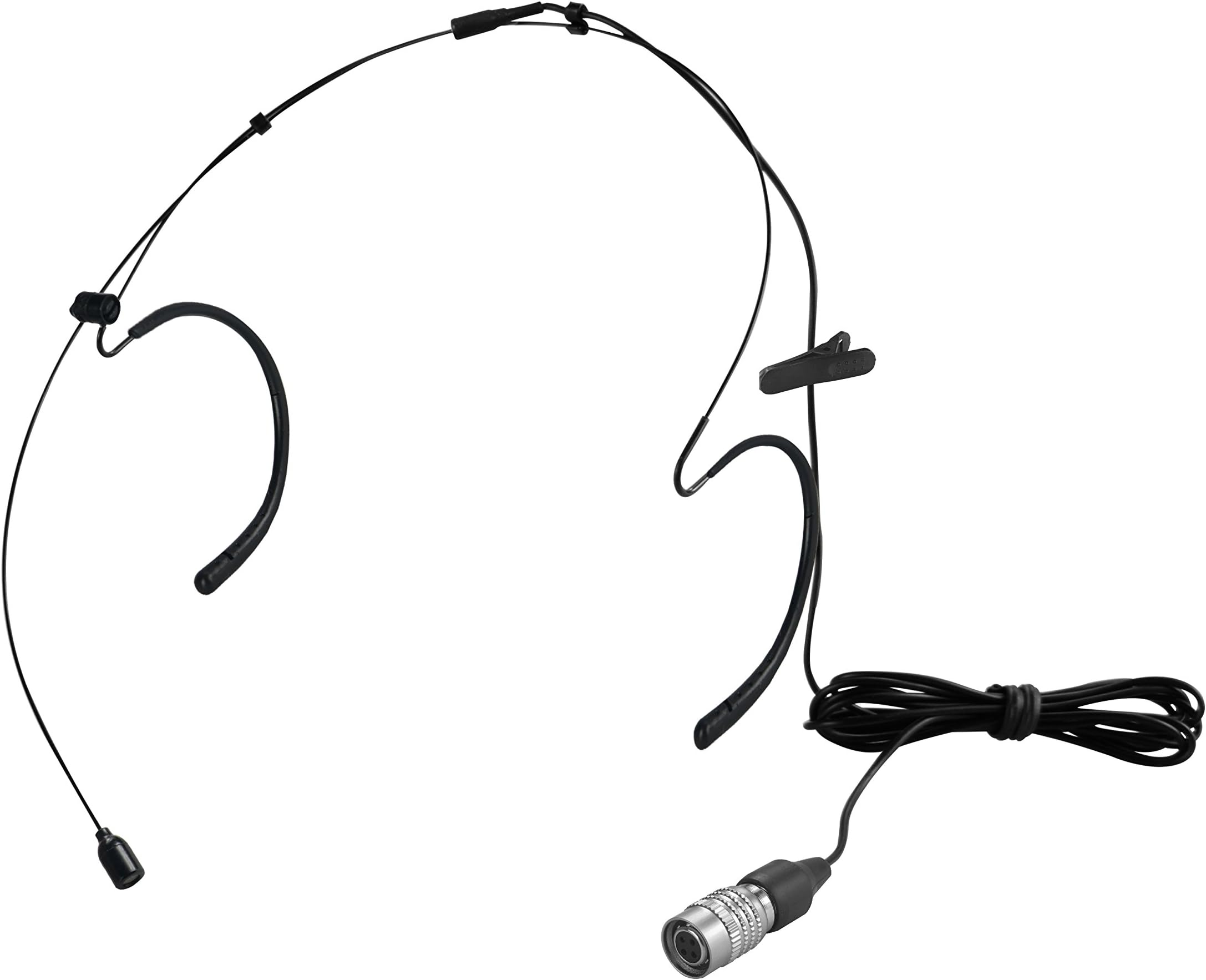 Gbbpro Wired Double Earhook Headset Boom Mini XLR Omni-Directional Microphone (for Audio-technica type 4 pin mini plug, Black)