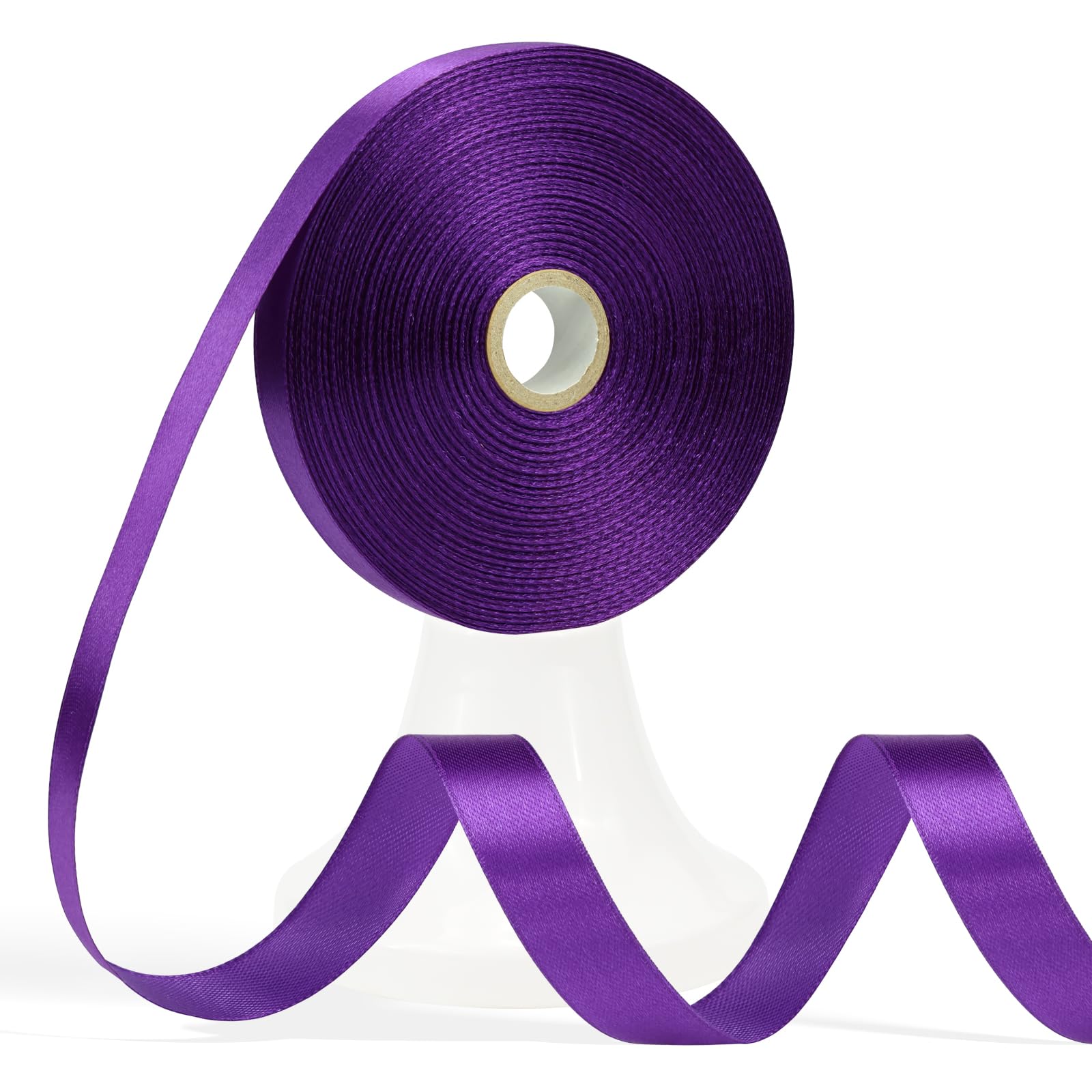 Apeseek 60 Yards Purple Ribbon 5/8 Inch, Dark Purple Satin Ribbon for Gift Wrapping, Crafts, Flower Bouquet, Wedding, Baby Shower, Festival, Christmas, Halloween