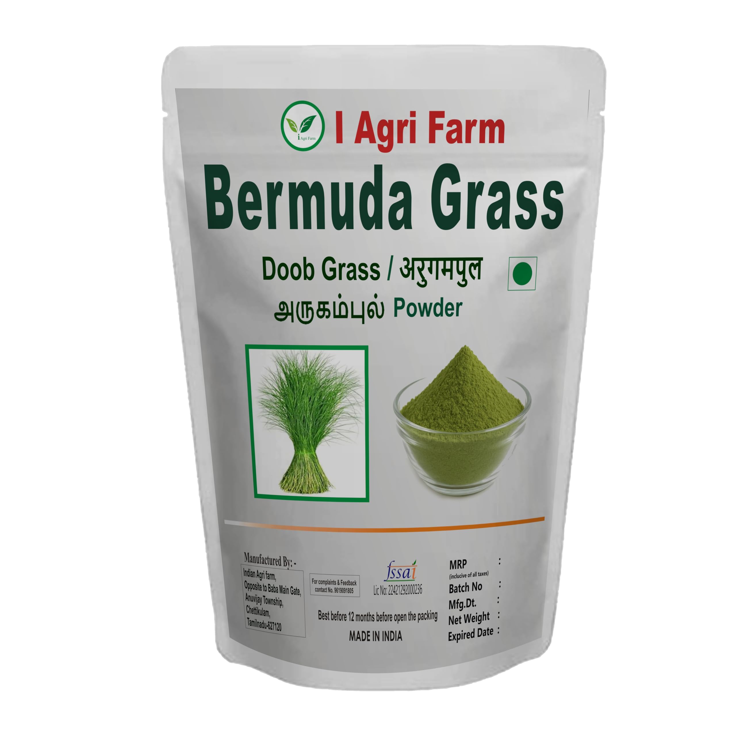 Iagrifarm Bermuda Grass Powder - 250 gram/Arugampul Powder