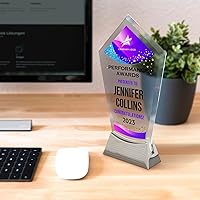 Vista 8 de Placa de vidrio personalizada de 9 1/4 pulgadas, placa personalizada como premios y trofeos, placas de vidrio para premios como jubilación