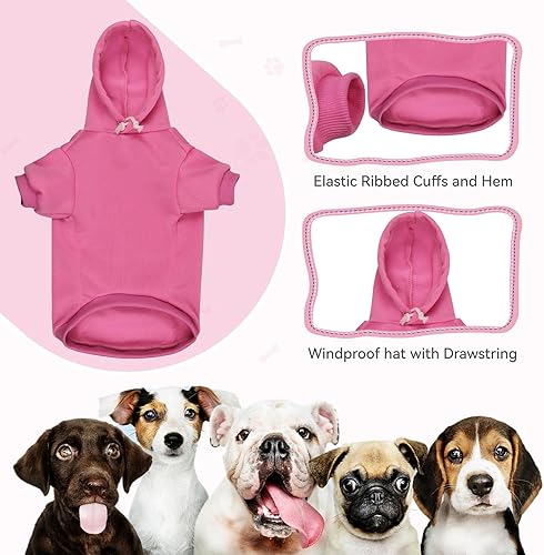 Miniatura 3 de Dog Sweaters for Large Dogs,Dog Hoodie Sweater Solid Soft Brushed Fleece Pet Clothes Pet Hoodie Sweatshirt with Pocket(Pink-XL)