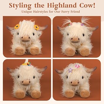2Pc Microwavable Highland Cow Stuffed Animal, Weighted Stuffed Animal Plush