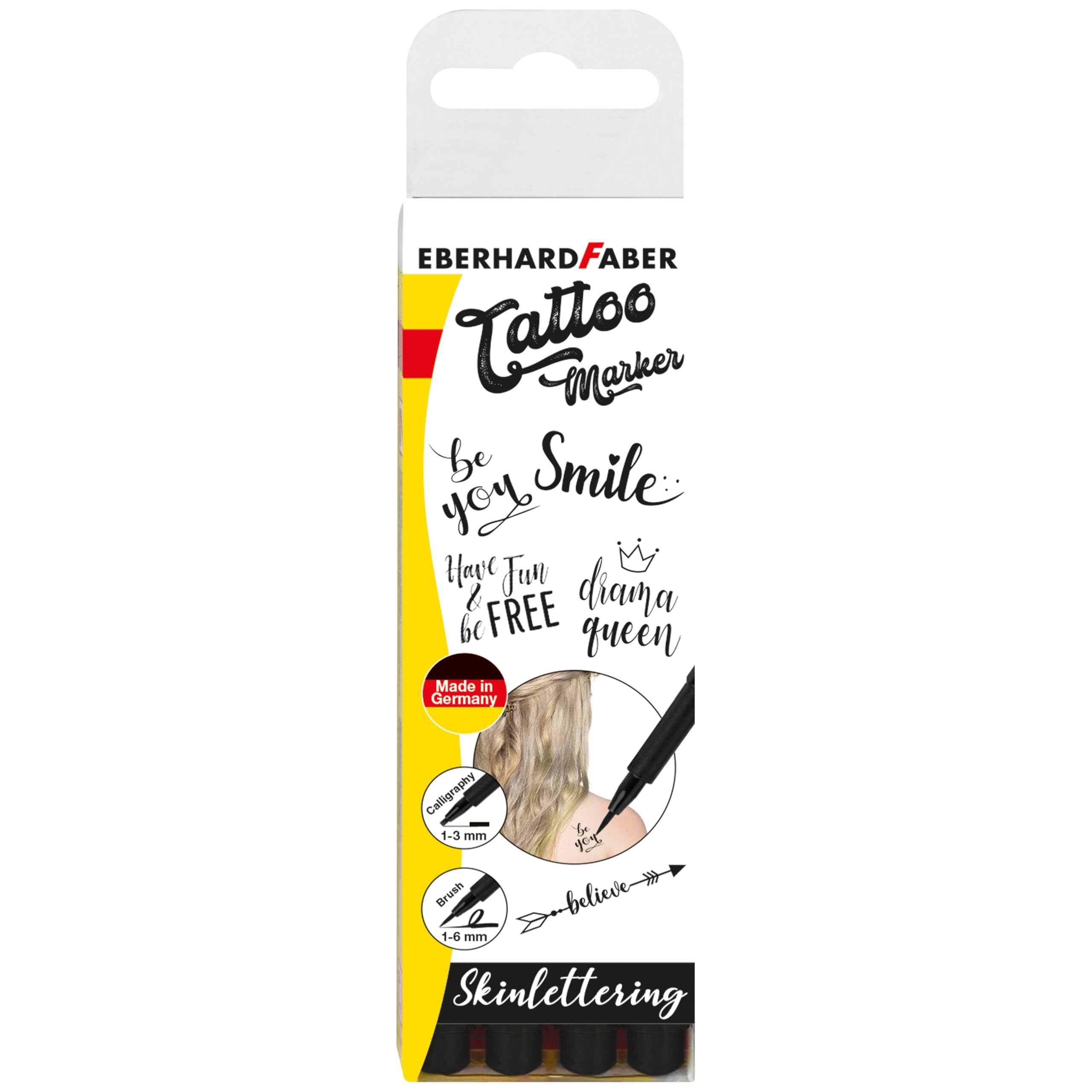 EBERHARD FABER - zestaw pisaków do tatuażu Skinlettering, 4 sztuki | Kredki do tatuażu w praktycznym plastikowym etui